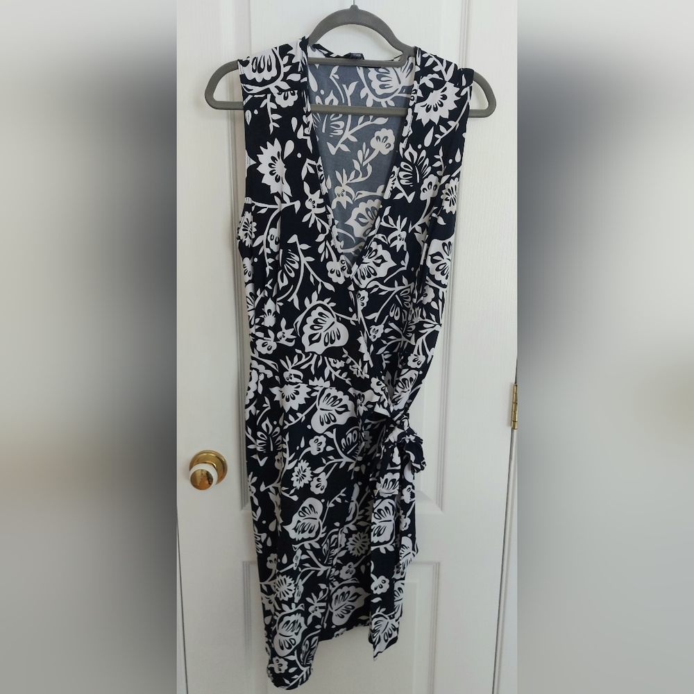 Tommy Hilfiger Black & White Floral Wrap Dress